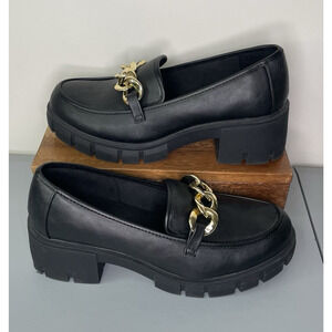 Steve Madden Y2K Chunky Loafers Chainlink Platform Lug Sole Heel Dark Goth Sz 10